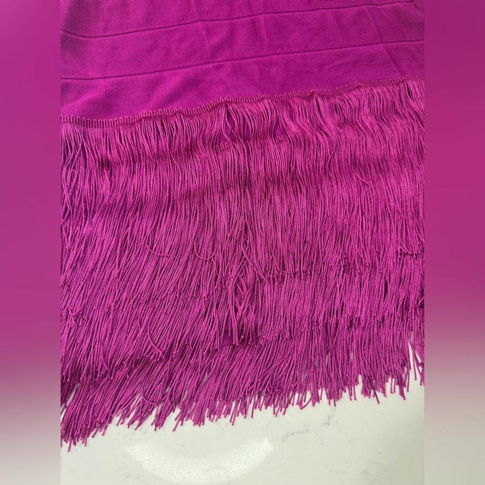 VENUS Vibrant Pink Fringe Mini Dress - Picture 5 of 9